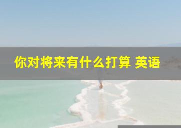 你对将来有什么打算 英语